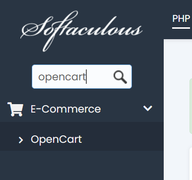 Searching OpenCart on Softaculous 